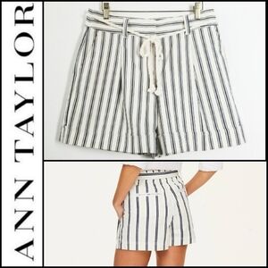 NEW! ANN TAYLOR Striped Nautical Shorts Rope Tie Waist Belt 2.